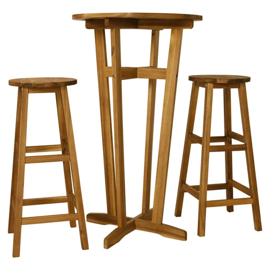 Betsy Wooden Bar Table With 2 Bar Stools In Brown