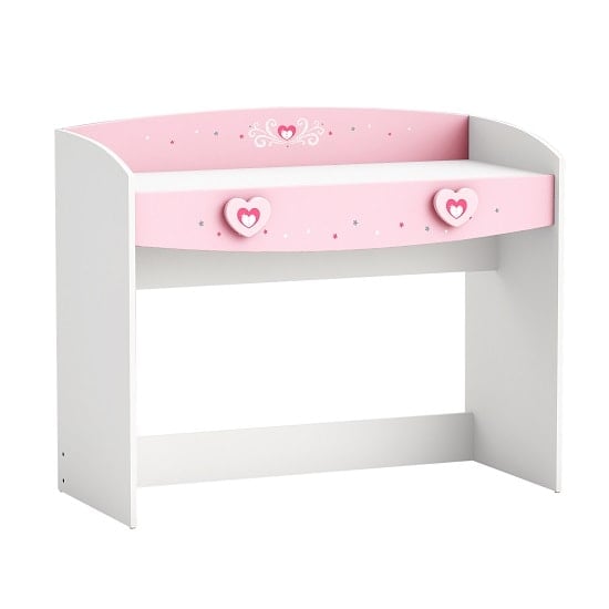Betsy Wooden Desk In Pearl White And Pink With 1 Drawer_1