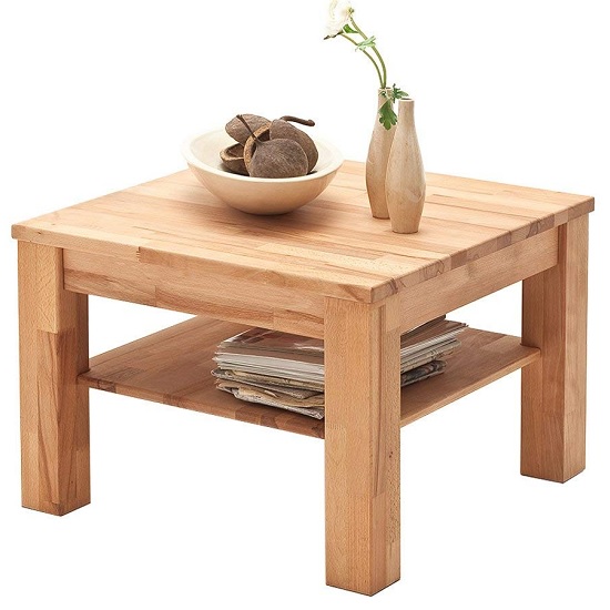 Photo of Bettina wooden coffee table square in beech heartwood