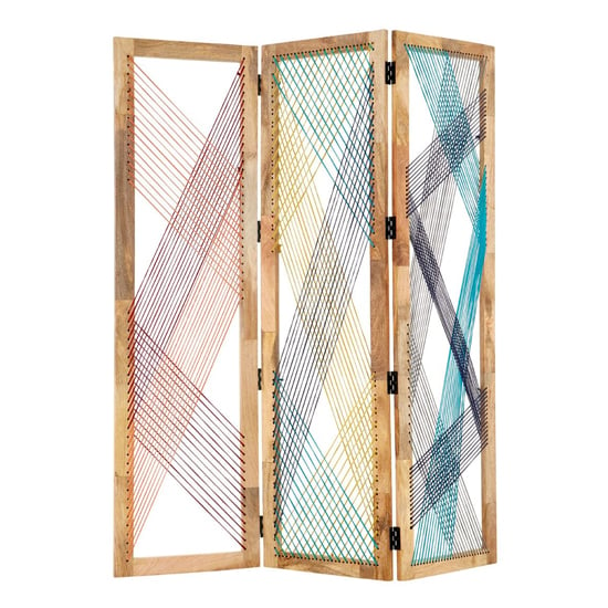 Bettina Wooden 3 Sections Room Divider In Multicolor