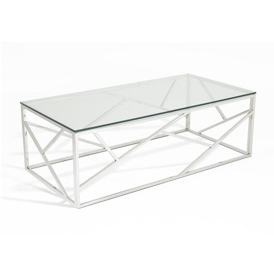 Read more about Betty glass coffee table with polished stainless steel base