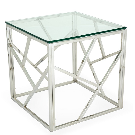 Read more about Betty glass lamp table with polished stainless steel base