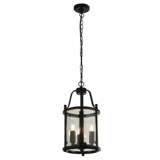 Read more about Bevelled 3 lights glass lantern ceiling pendant light in black