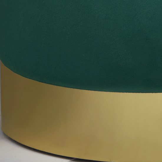 Beverly Round Velvet Stool In Deep Green And Gold_2