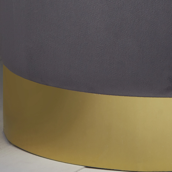 Beverly Round Velvet Stool In Grey And Gold_2