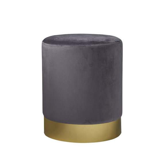Beverly Round Velvet Stool In Grey And Gold_3