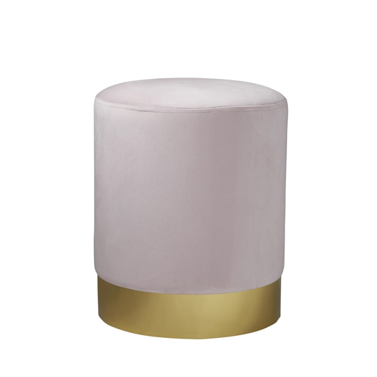 Beverly Round Velvet Stool In Pastel Pink And Gold_3