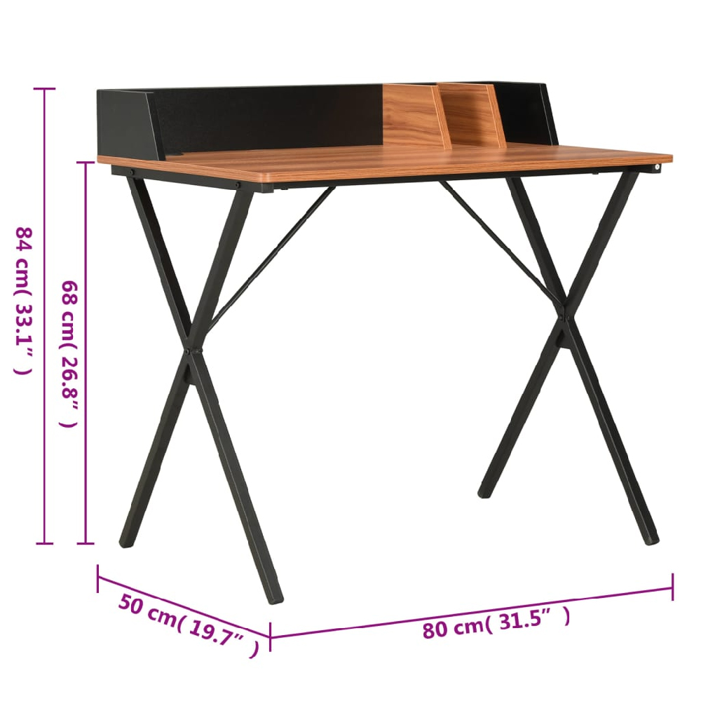 Beverly Wooden Laptop Desk In Black And Brown