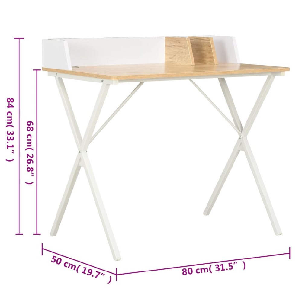 Beverly Wooden Laptop Desk In White And Oak