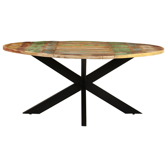 Bevis Round Large Reclaimed Wood Dining Table In Multicolour