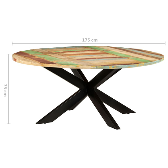 Bevis Round Large Reclaimed Wood Dining Table In Multicolour