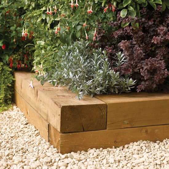 Photo of Bexa set of 2 wooden 0.9m sleepers blocks in natural timber
