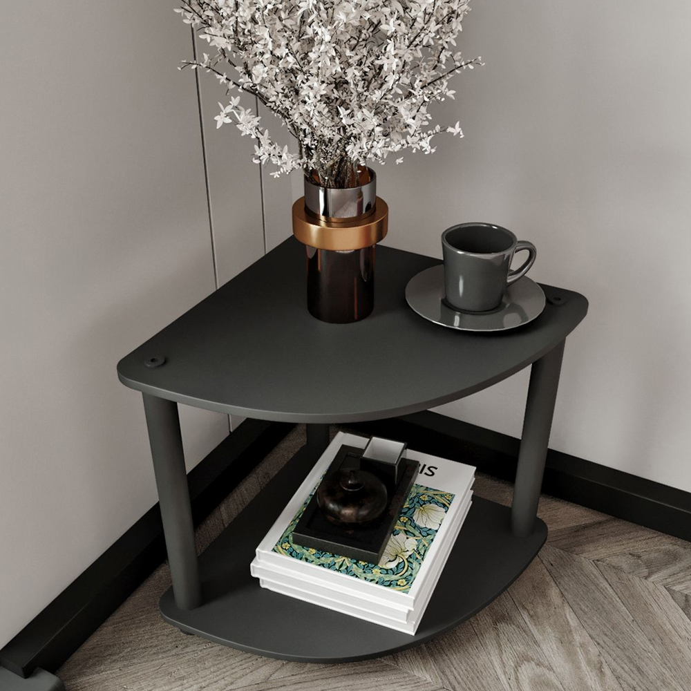 Bexen Coner Wooden Side Table in Black
