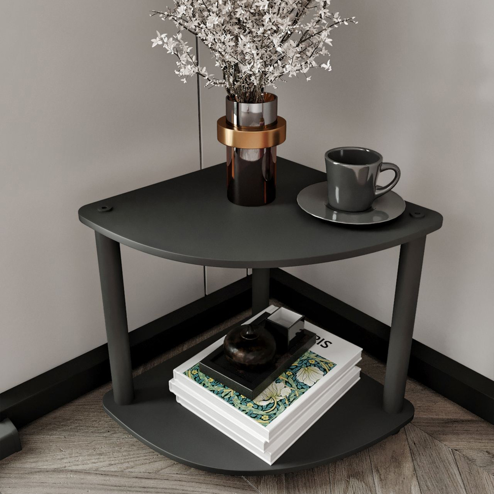 Bexen Coner Wooden Side Table in Black