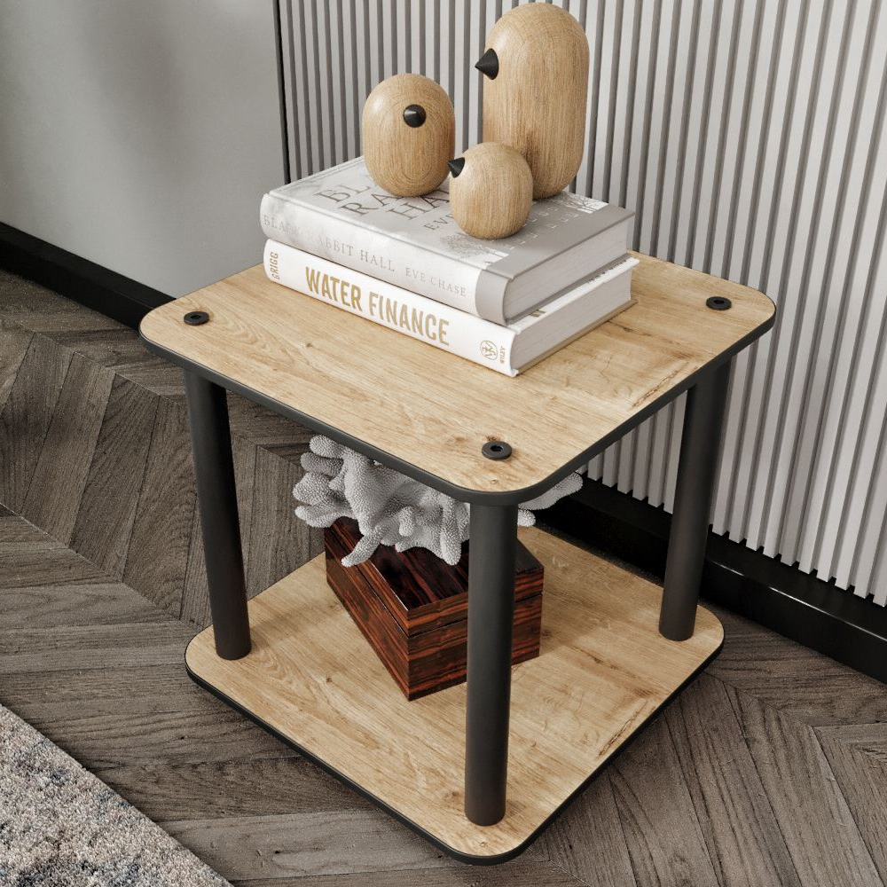Bexen Square Wooden Side Table in Oak