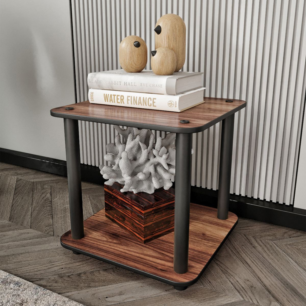 Bexen Square Wooden Side Table in Walnut
