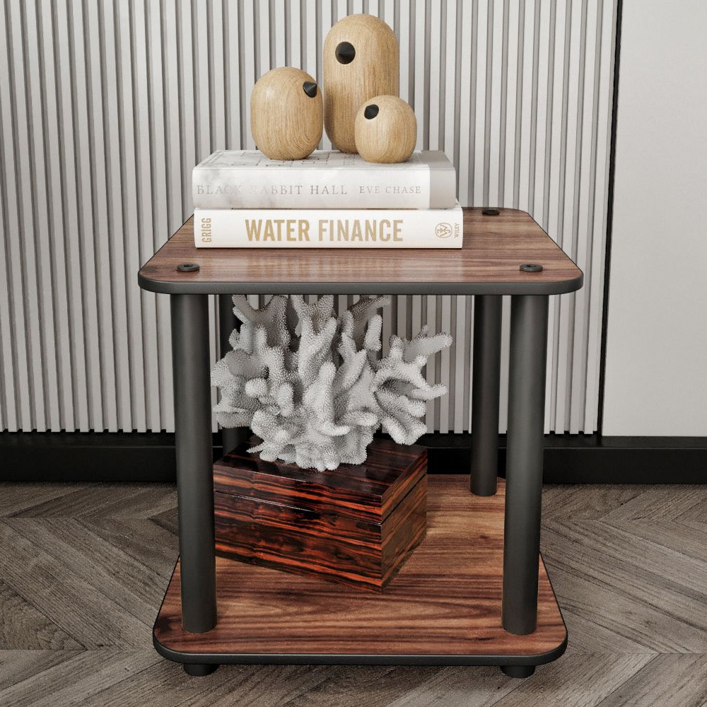 Bexen Square Wooden Side Table in Walnut