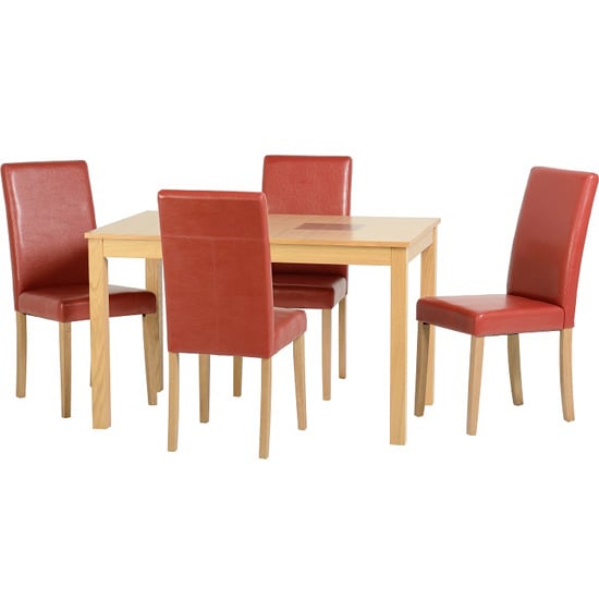 Bexford Wooden Dining Set And 4 Red G3 Chairs Furniture in Fashion