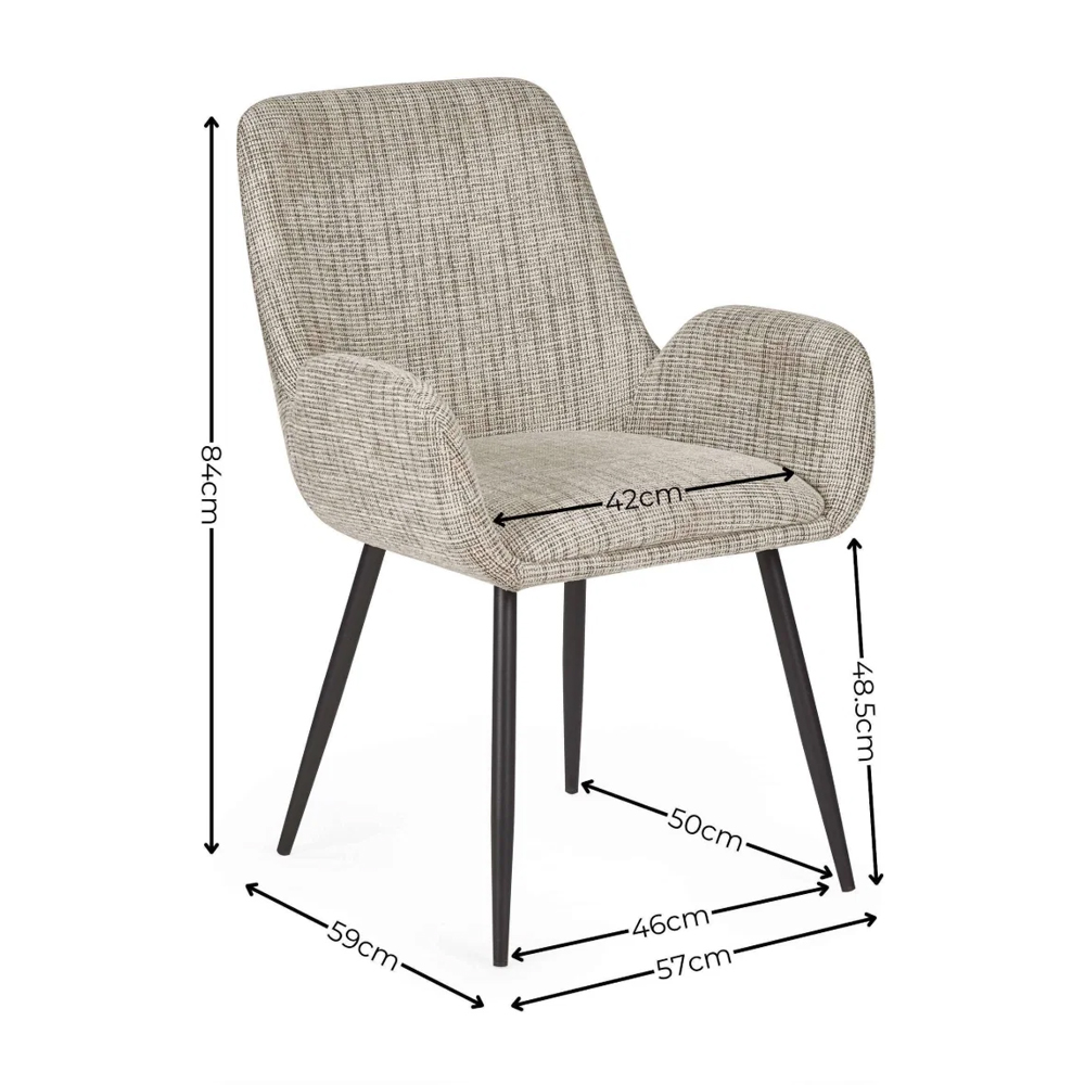 Bexil Cookies and Cream Fabric Dining Chairs in Pair