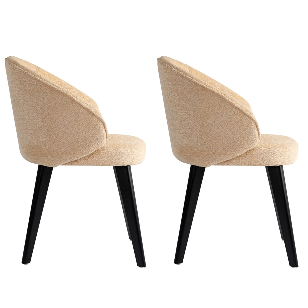 Bexley Beige Fabric Dining Chairs with Black Wooden Legs in Pair