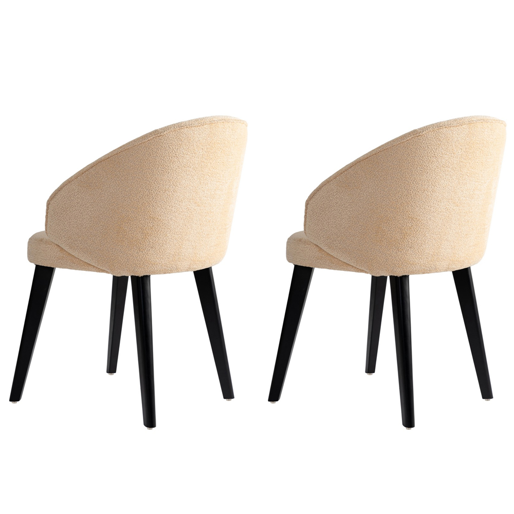 Bexley Beige Fabric Dining Chairs with Black Wooden Legs in Pair