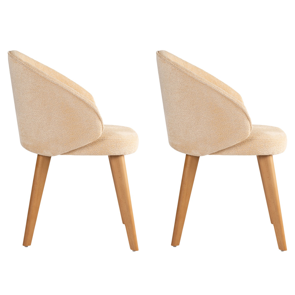 Bexley Beige Fabric Dining Chairs with Dark Oak Wooden Legs in Pair