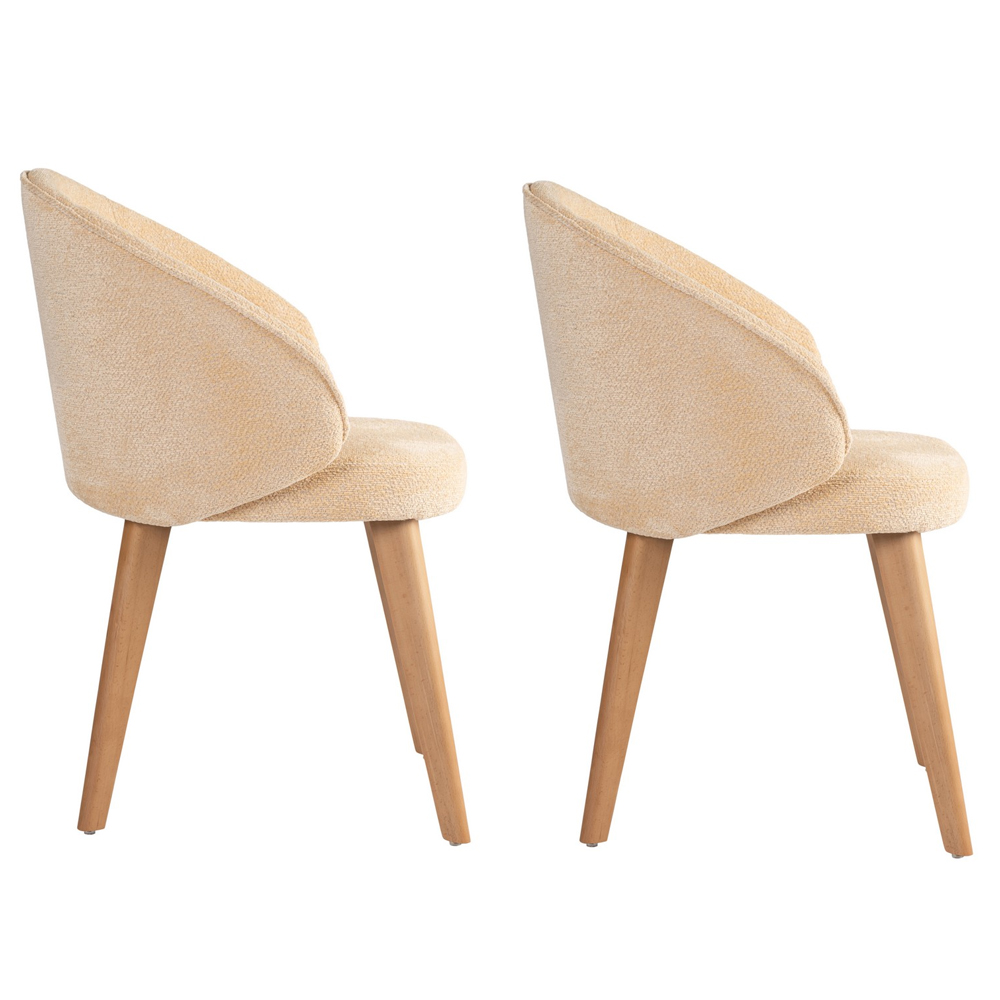 Bexley Beige Fabric Dining Chairs with Light Oak Wooden Legs in Pair