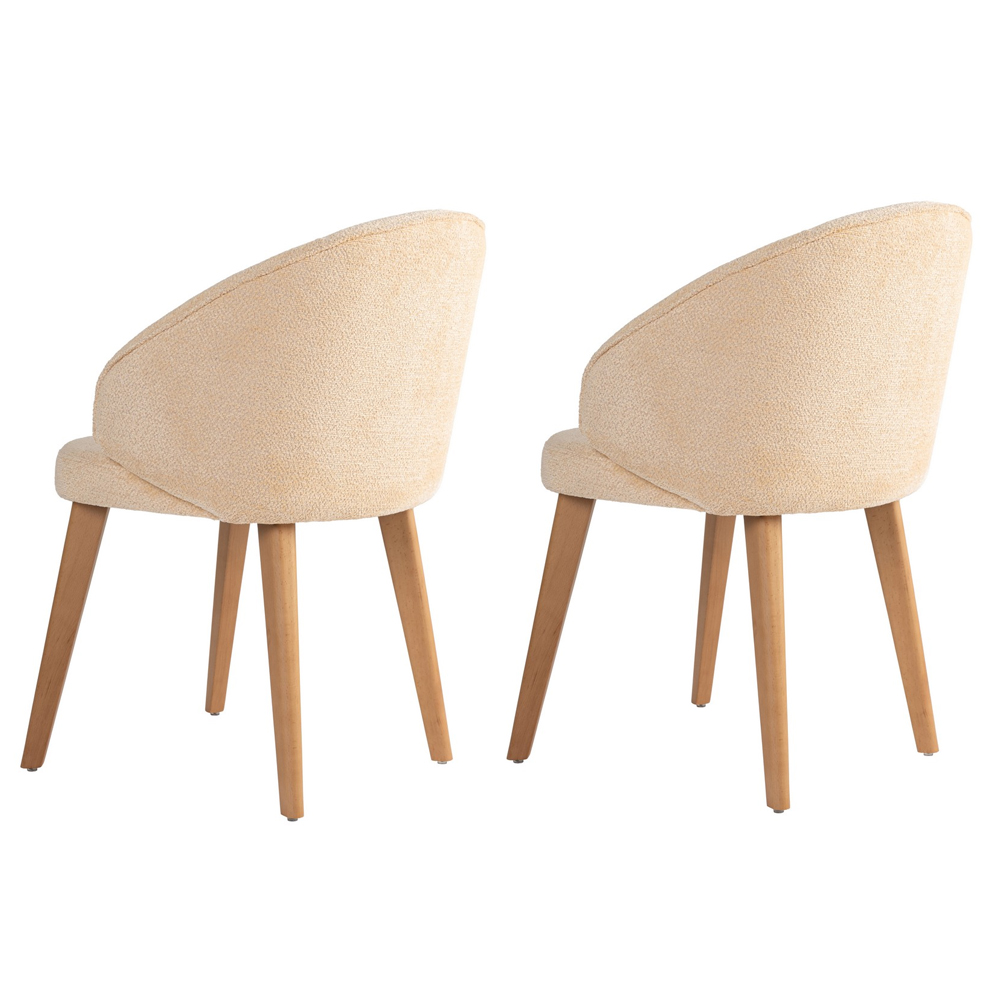 Bexley Beige Fabric Dining Chairs with Light Oak Wooden Legs in Pair