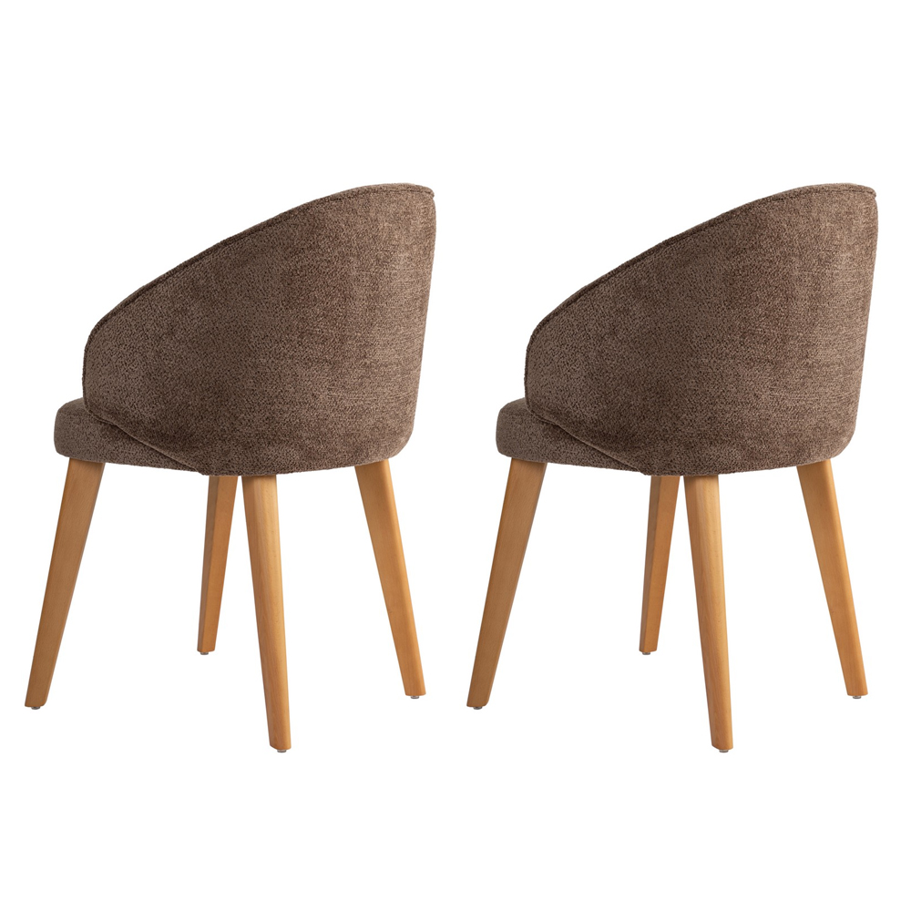 Bexley Brown Fabric Dining Chairs with Dark Oak Wooden Legs in Pair