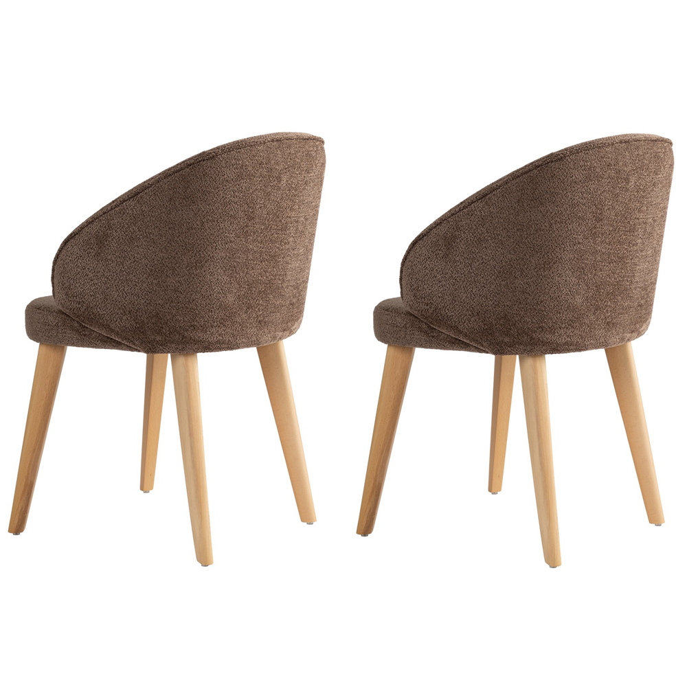 Bexley Brown Fabric Dining Chairs with Light Oak Wooden Legs in Pair