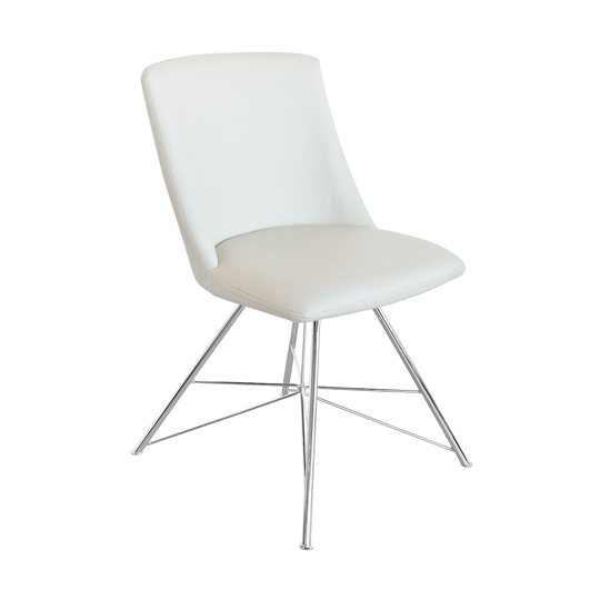 Bexley Cream Leather Dining Chair With Slick Metal Frame Furniture in