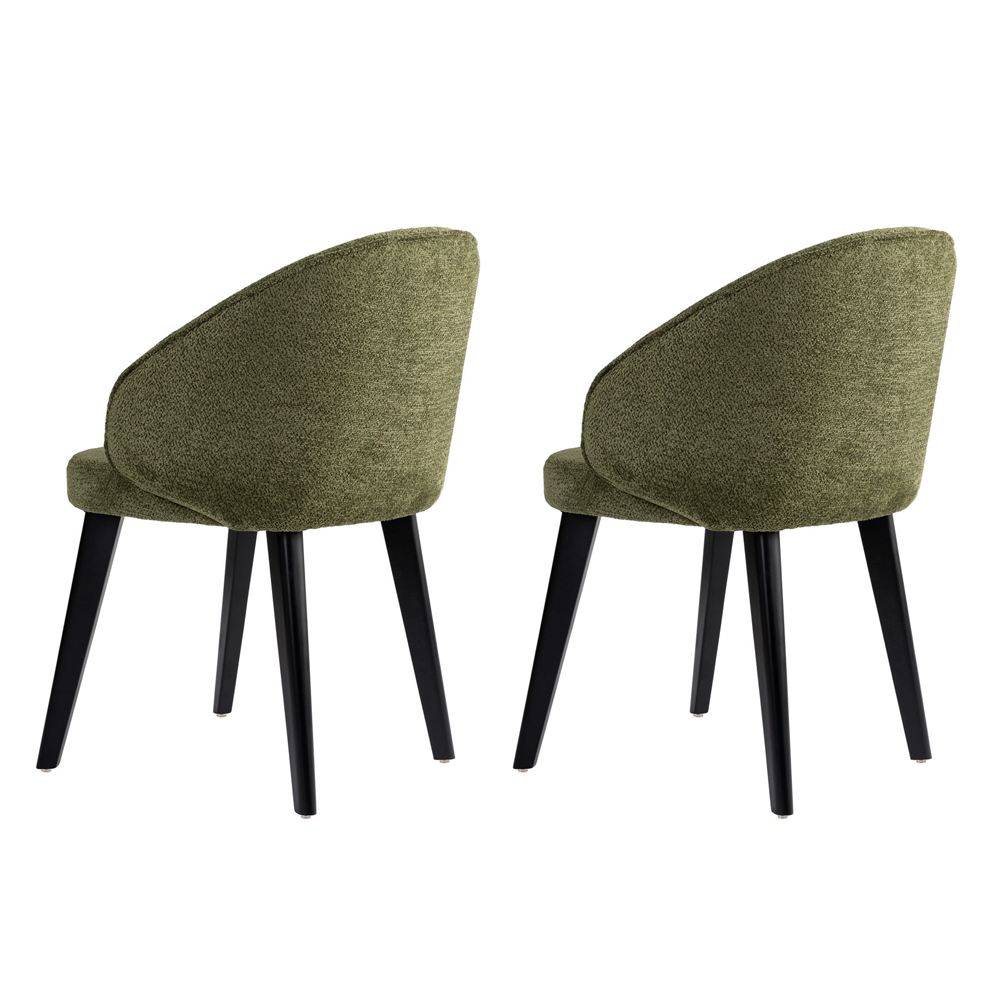 Bexley Green Fabric Dining Chairs with Black Wooden Legs in Pair