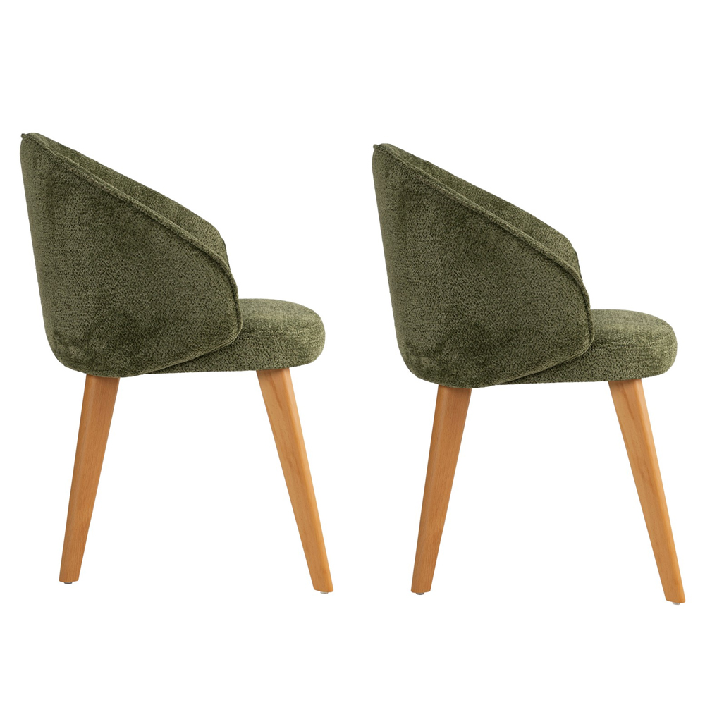 Bexley Green Fabric Dining Chairs with Dark Oak Wooden Legs in Pair
