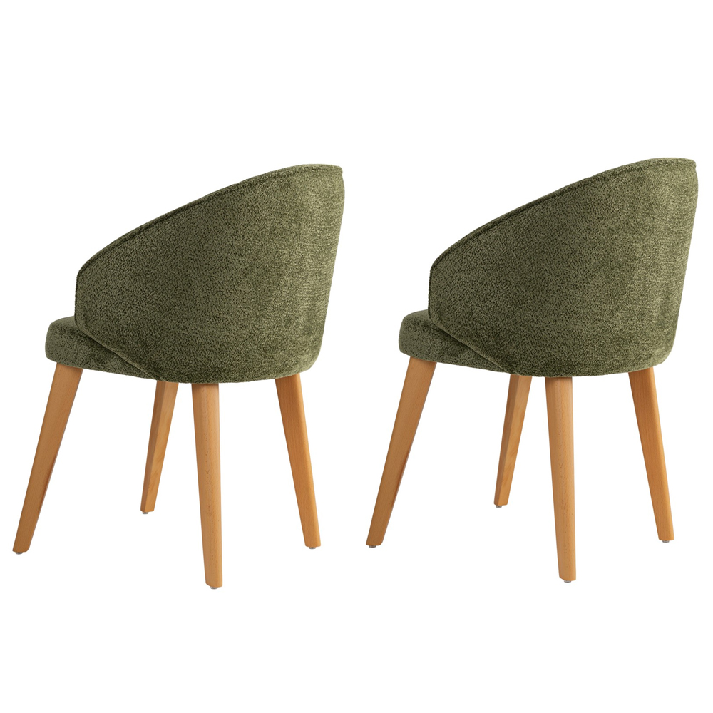 Bexley Green Fabric Dining Chairs with Dark Oak Wooden Legs in Pair