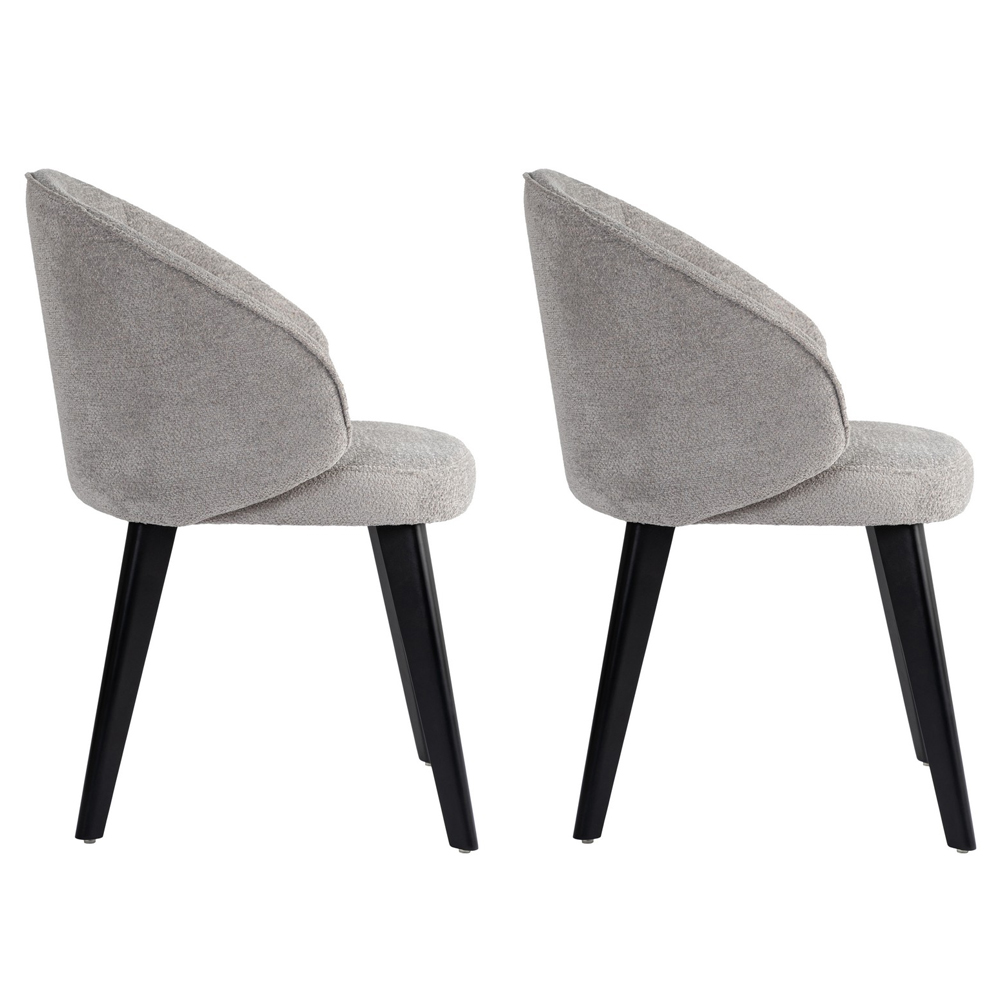 Bexley Grey Fabric Dining Chairs with Black Wooden Legs in Pair