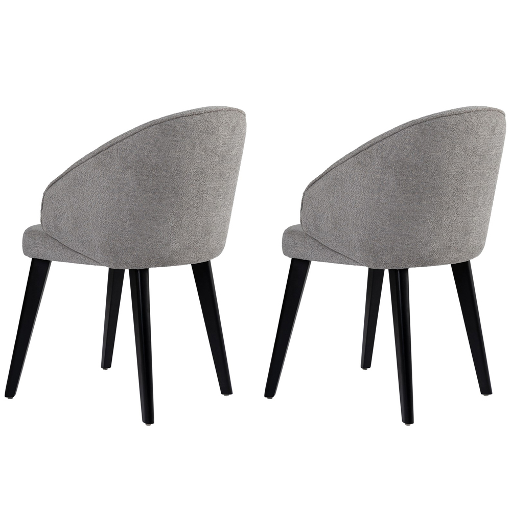 Bexley Grey Fabric Dining Chairs with Black Wooden Legs in Pair