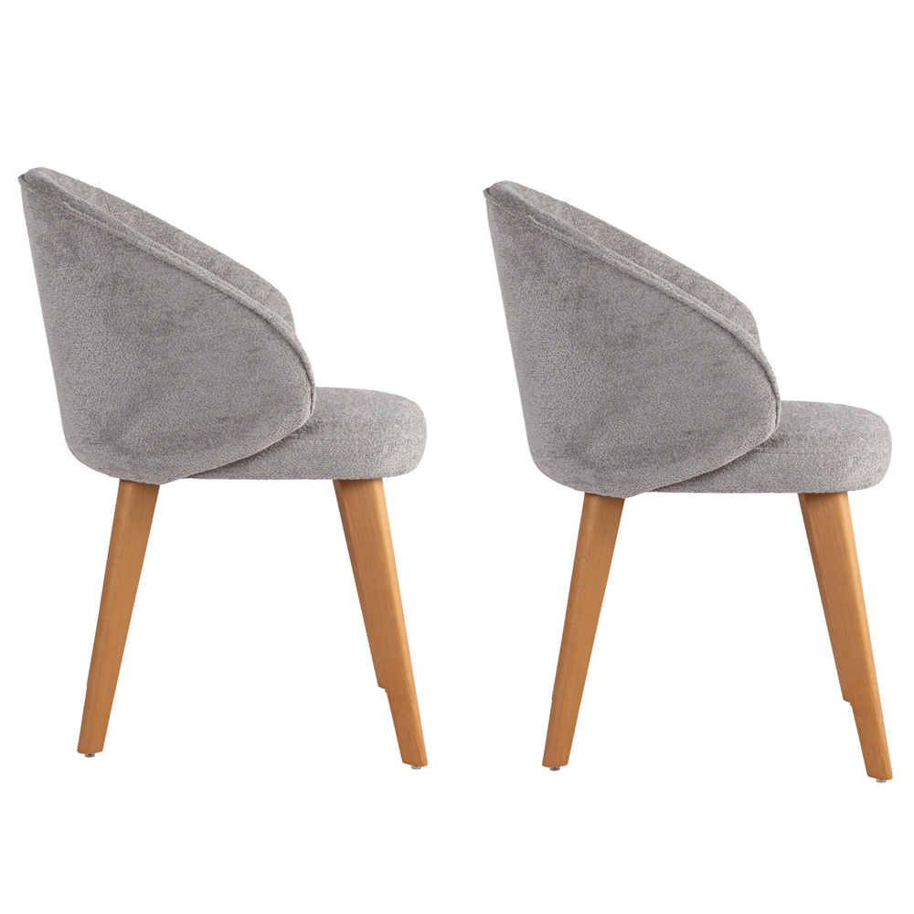 Bexley Grey Fabric Dining Chairs with Dark Oak Wooden Legs in Pair