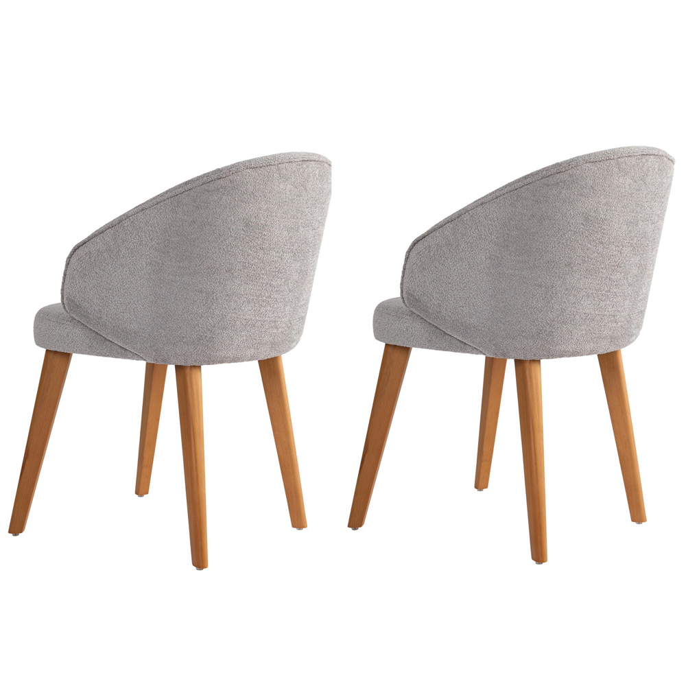 Bexley Grey Fabric Dining Chairs with Dark Oak Wooden Legs in Pair