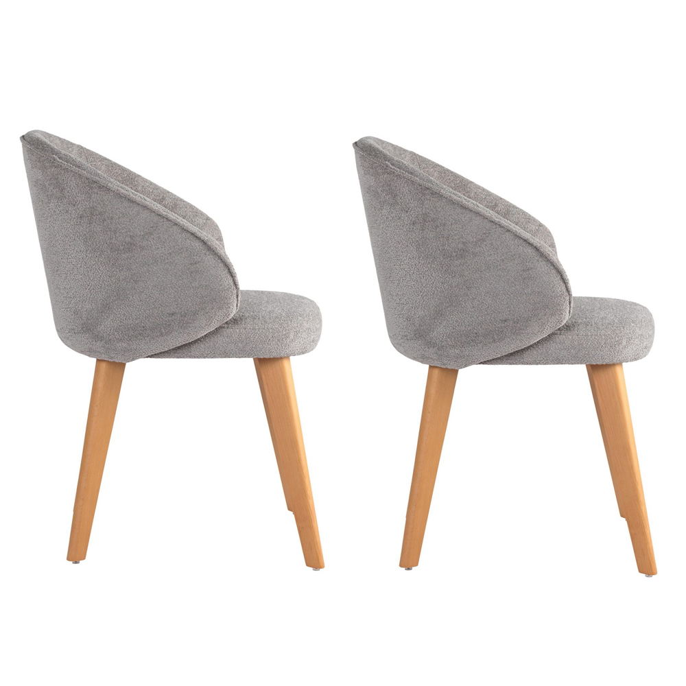 Bexley Grey Fabric Dining Chairs with Light Oak Wooden Legs in Pair