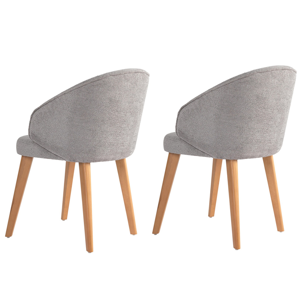 Bexley Grey Fabric Dining Chairs with Light Oak Wooden Legs in Pair