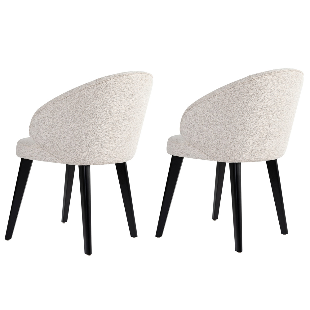 Bexley White Fabric Dining Chairs with Black Wooden Legs in Pair