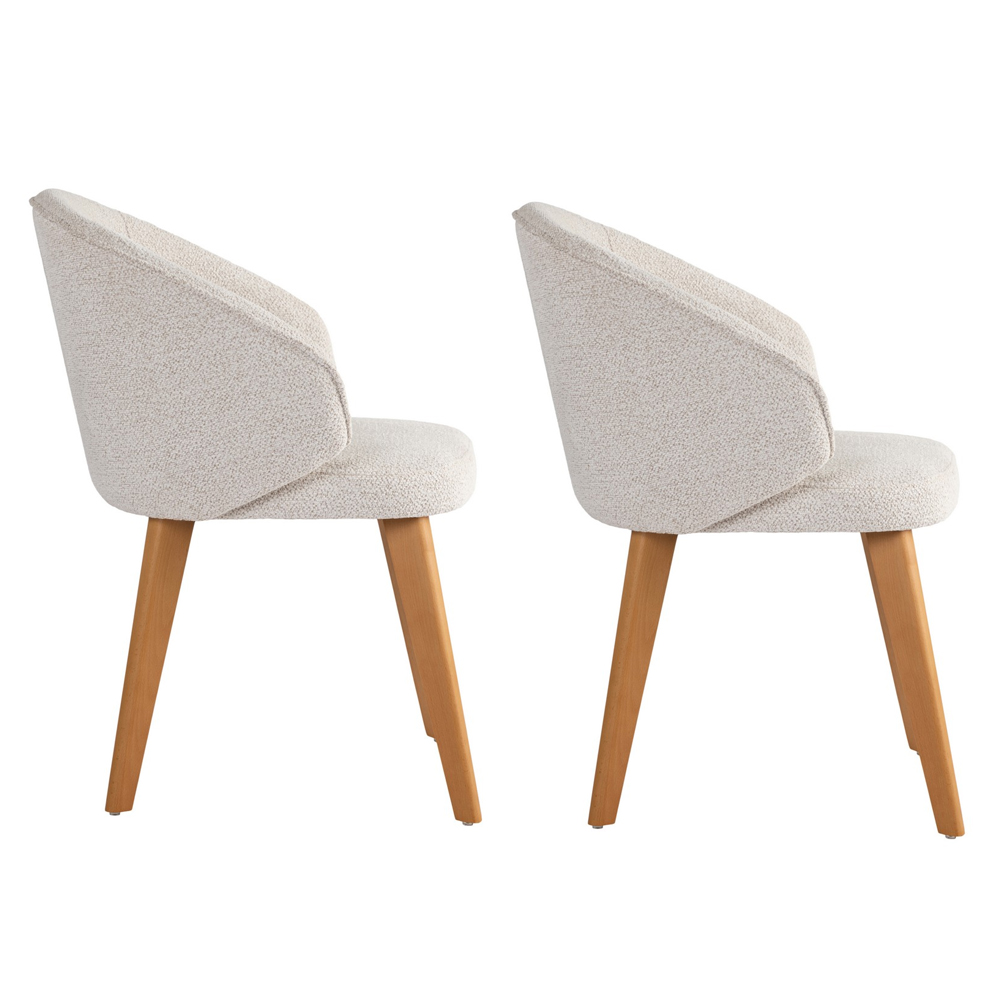 Bexley White Fabric Dining Chairs with Dark Oak Wooden Legs in Pair