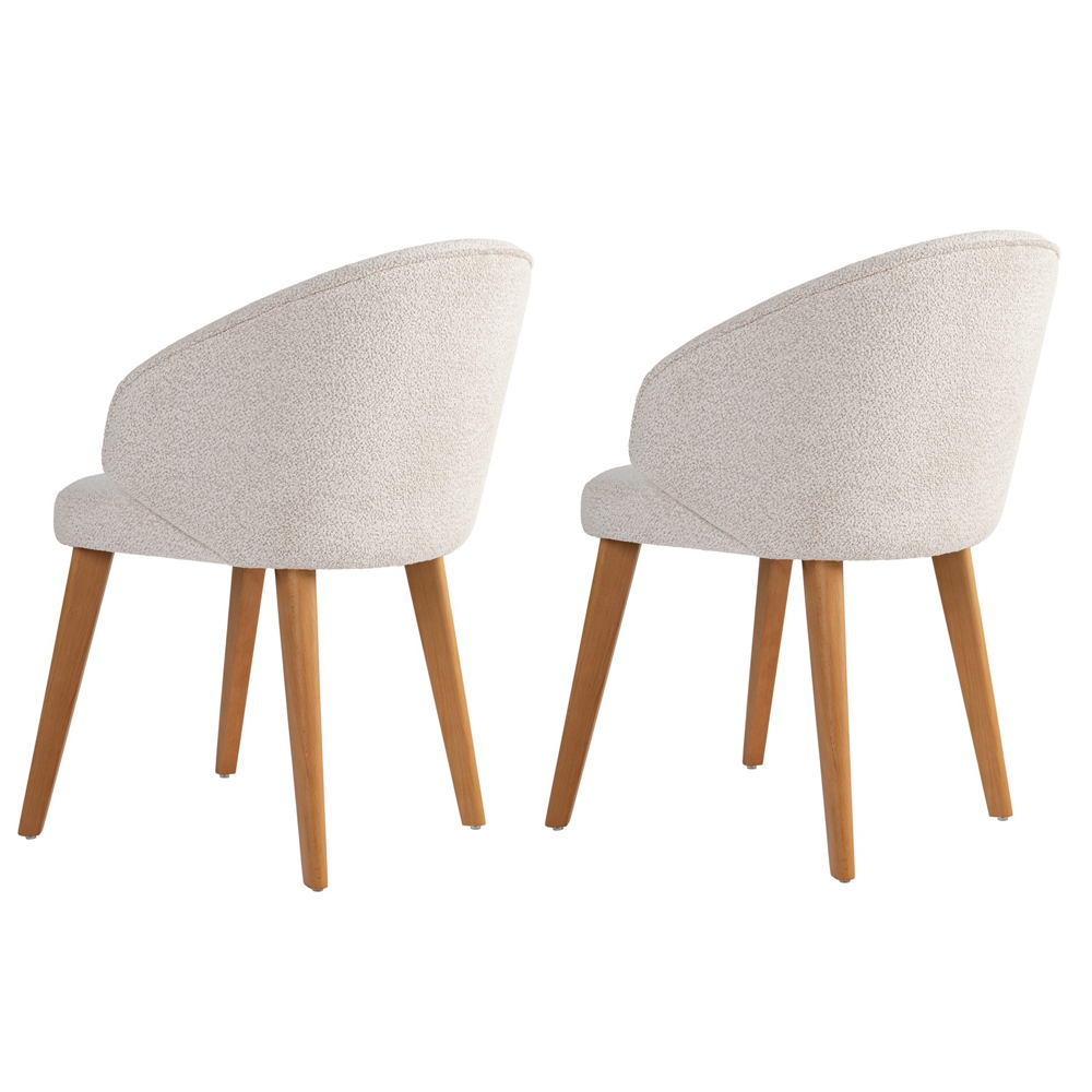 Bexley White Fabric Dining Chairs with Dark Oak Wooden Legs in Pair