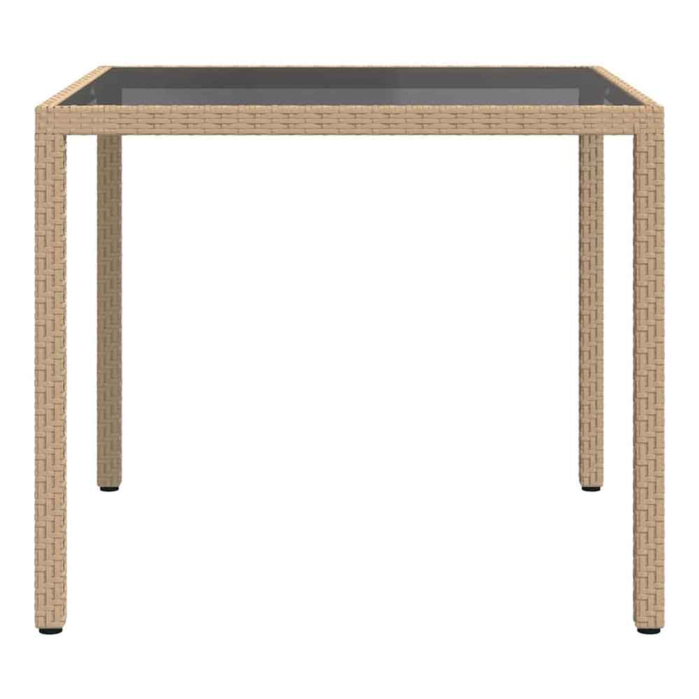 Bexter Black Glass Top Garden Dining Table Square In Beige