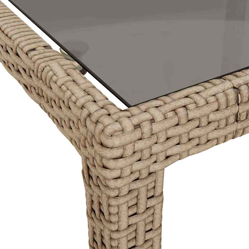 Bexter Black Glass Top Garden Dining Table Square In Beige