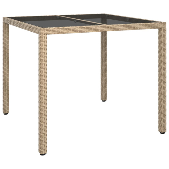 Bexter Glass Top Garden Dining Table Square In Beige