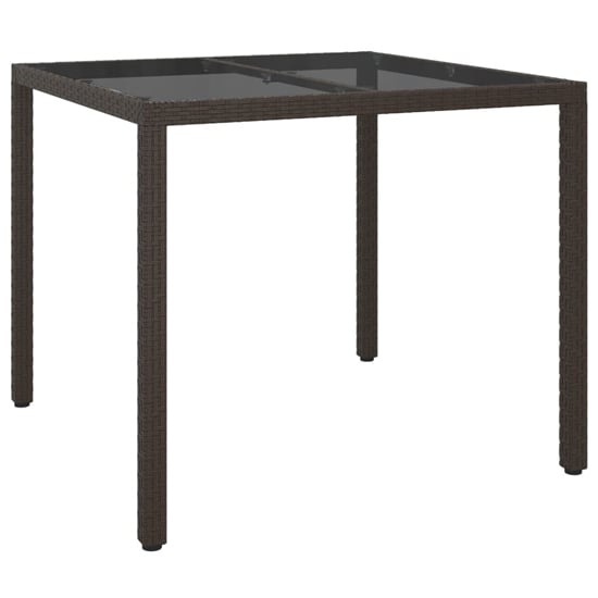 Bexter Glass Top Garden Dining Table Square In Brown