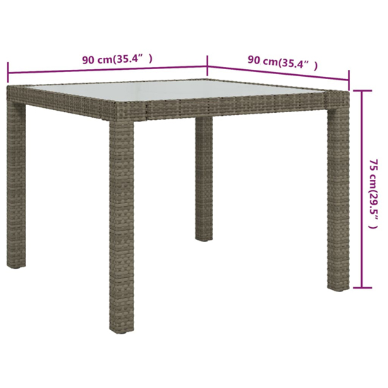 Bexter Glass Top Garden Dining Table Square In Grey And White