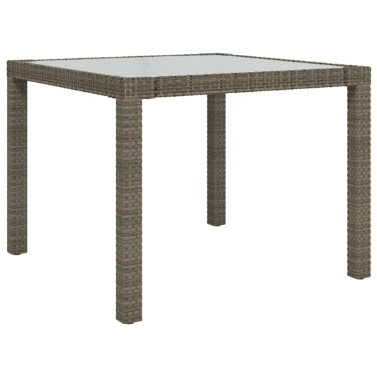 Product photograph of Bexter Glass Top Garden Dining Table Square In Grey And White from Furniture in Fashion