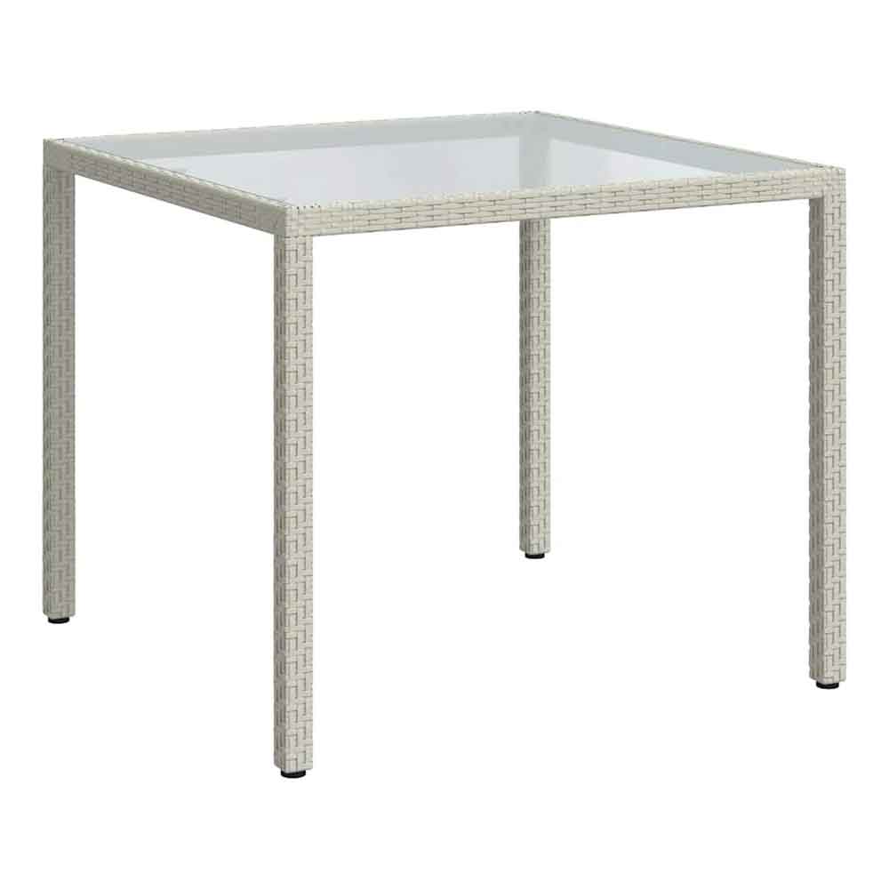 Bexter Clear Glass Top Garden Dining Table Square In White